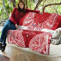 Personalised Toa Samoa Rugby Spirit Quilt Red Samoan Tribal Pattern LT9 - Polynesian Pride