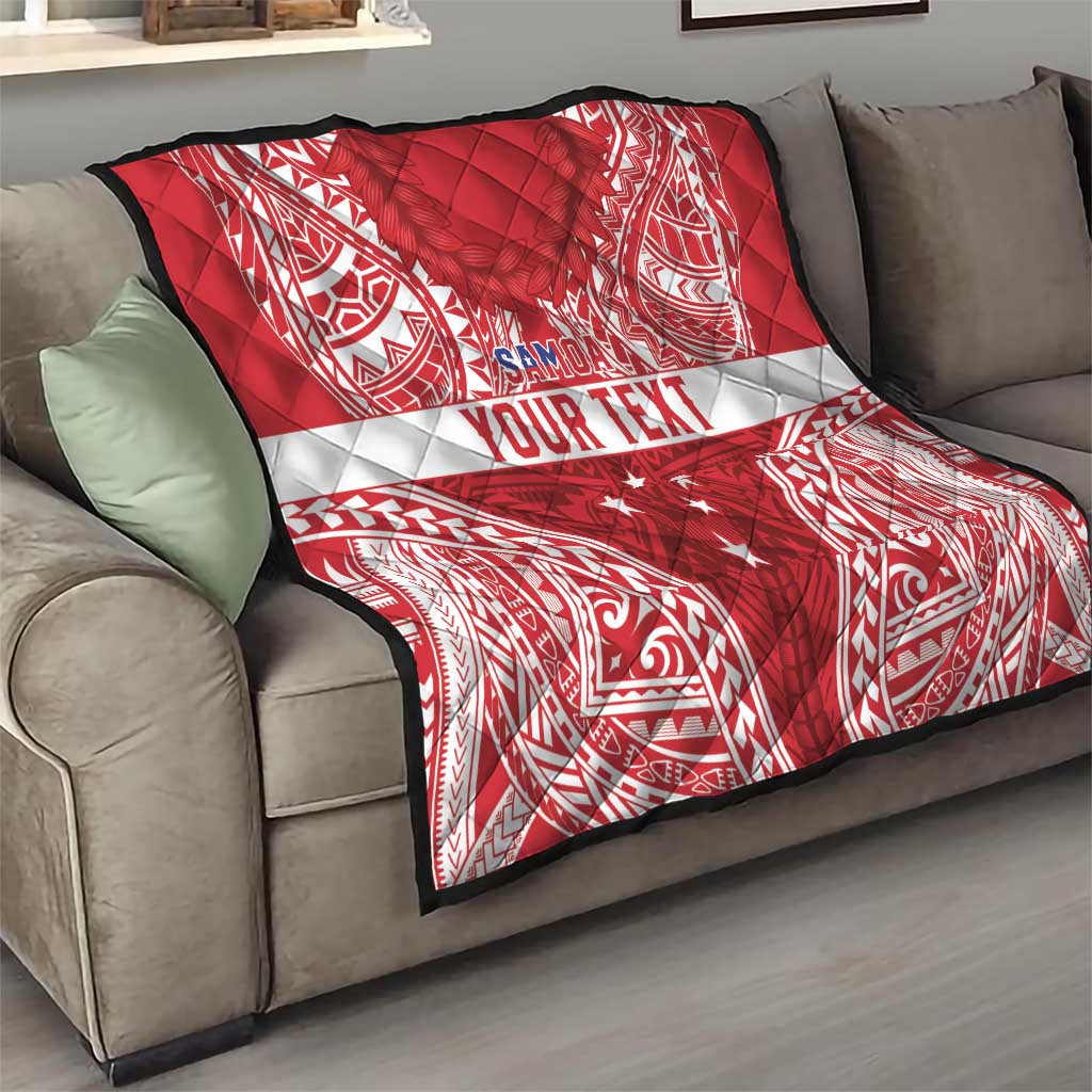 Personalised Toa Samoa Rugby Spirit Quilt Red Samoan Tribal Pattern LT9 - Polynesian Pride