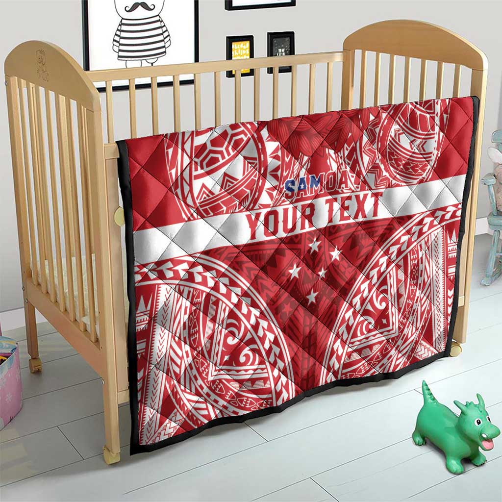 Personalised Toa Samoa Rugby Spirit Quilt Red Samoan Tribal Pattern LT9 - Polynesian Pride