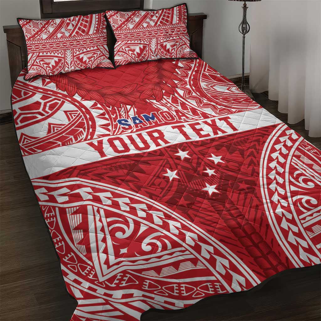 Personalised Toa Samoa Rugby Spirit Quilt Bed Set Red Samoan Tribal Pattern LT9 Red - Polynesian Pride
