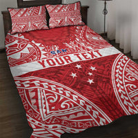 Personalised Toa Samoa Rugby Spirit Quilt Bed Set Red Samoan Tribal Pattern LT9 Red - Polynesian Pride