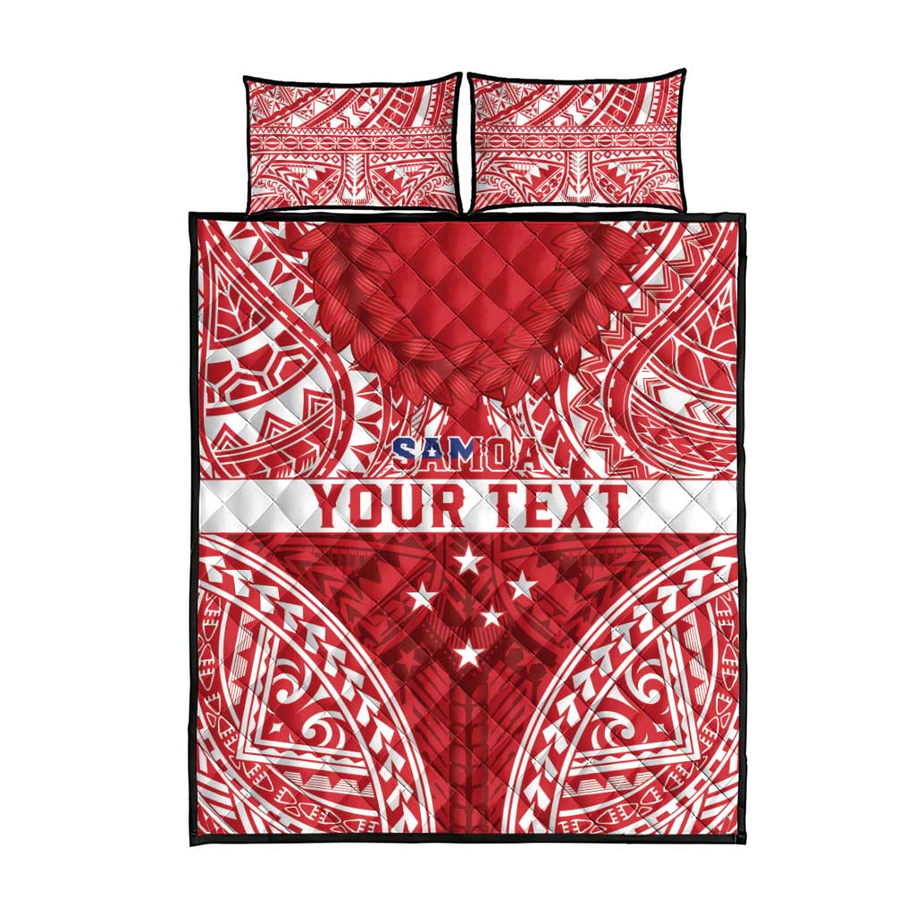 Personalised Toa Samoa Rugby Spirit Quilt Bed Set Red Samoan Tribal Pattern LT9 - Polynesian Pride