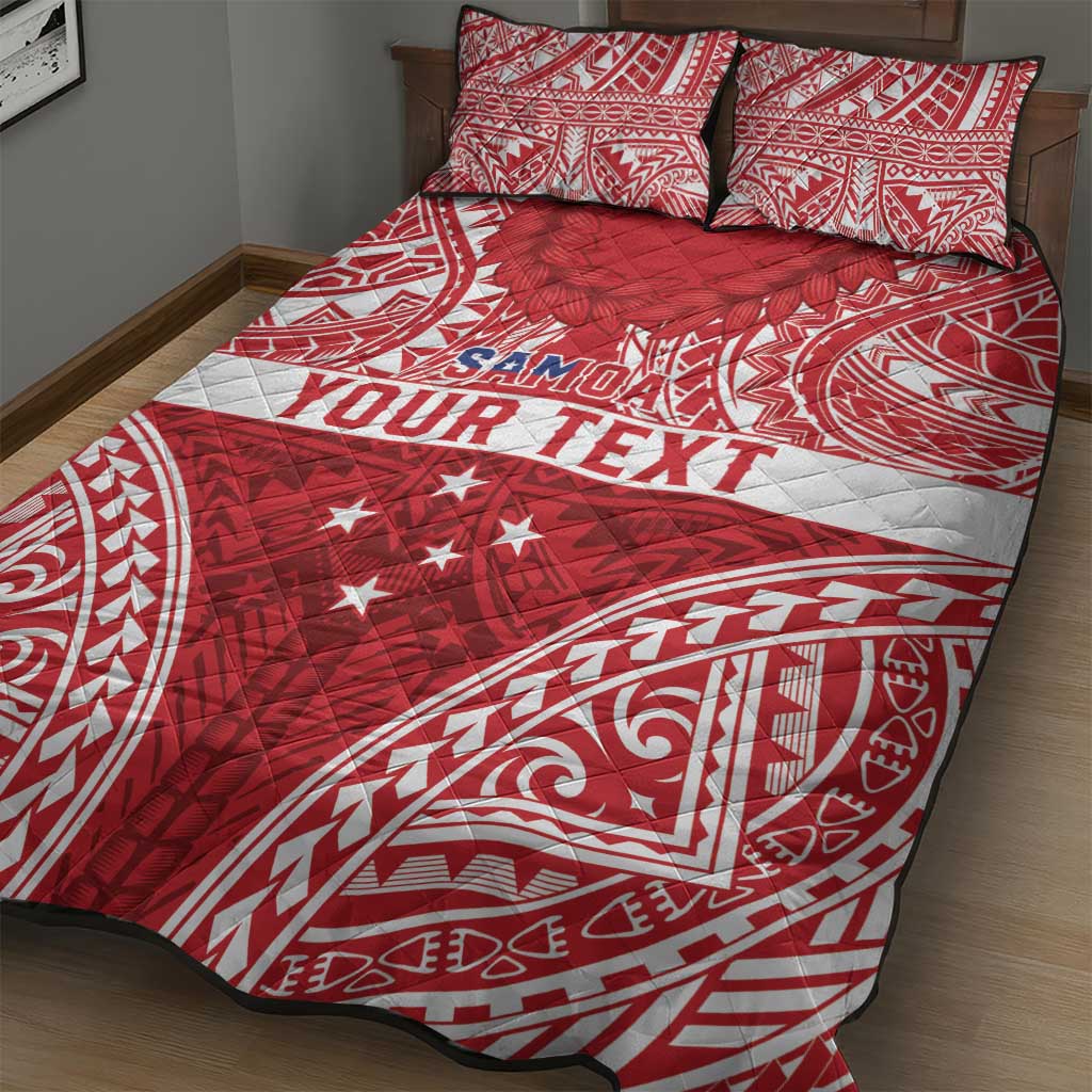 Personalised Toa Samoa Rugby Spirit Quilt Bed Set Red Samoan Tribal Pattern LT9 - Polynesian Pride