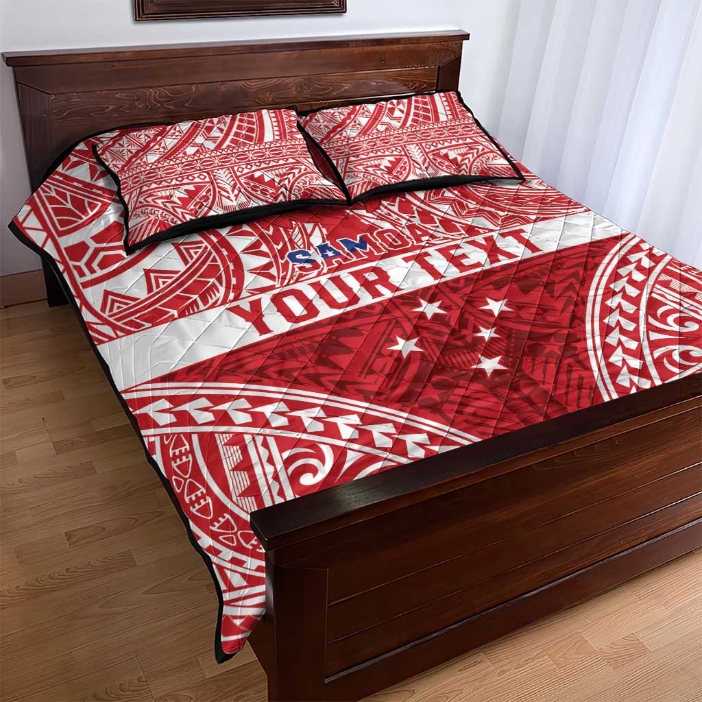 Personalised Toa Samoa Rugby Spirit Quilt Bed Set Red Samoan Tribal Pattern LT9 - Polynesian Pride