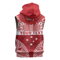 Personalised Toa Samoa Rugby Spirit Sleeveless Hoodie Red Samoan Tribal Pattern LT9 - Polynesian Pride