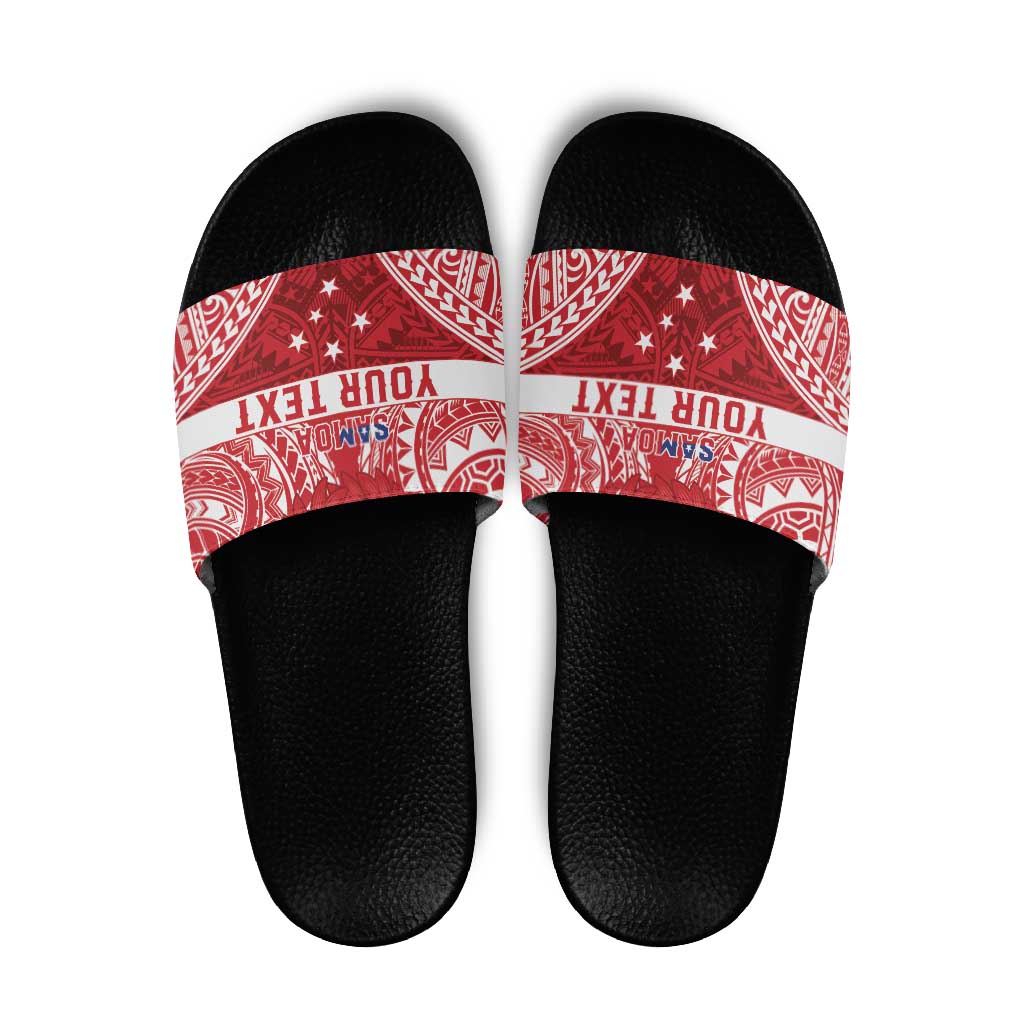 Personalised Toa Samoa Rugby Spirit Slide Sandals Red Samoan Tribal Pattern LT9 Red - Polynesian Pride