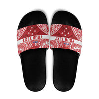 Personalised Toa Samoa Rugby Spirit Slide Sandals Red Samoan Tribal Pattern LT9 Red - Polynesian Pride