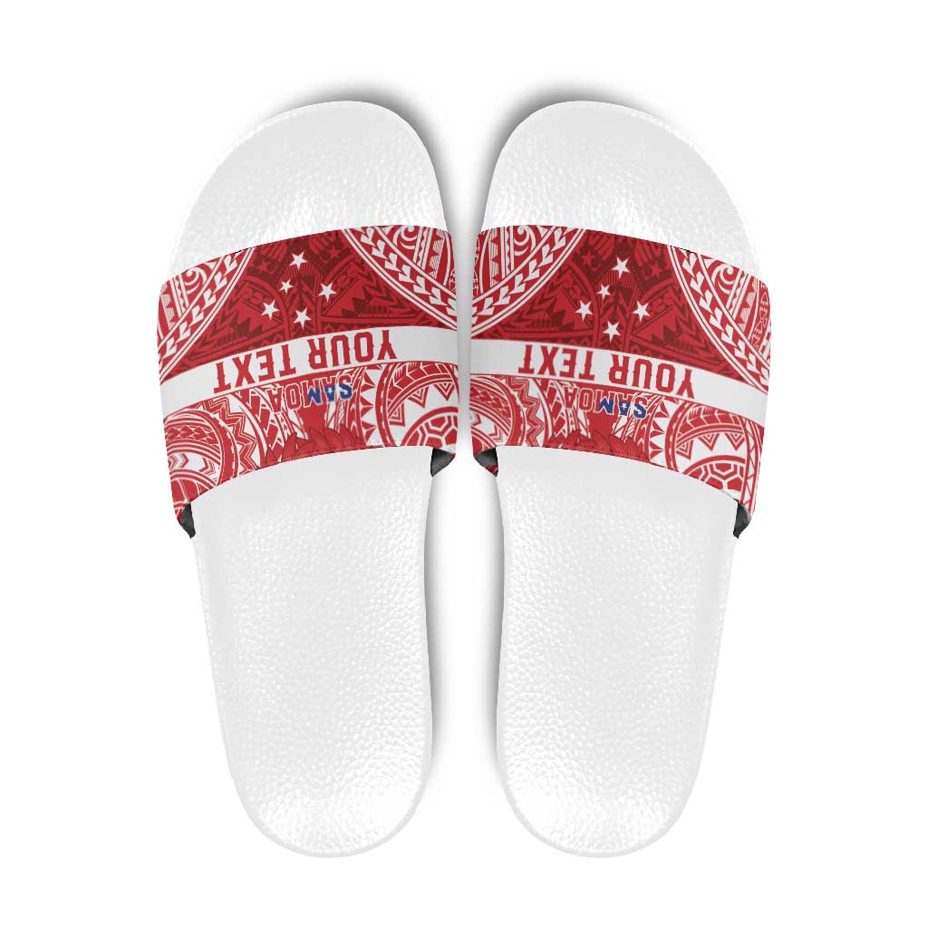 Personalised Toa Samoa Rugby Spirit Slide Sandals Red Samoan Tribal Pattern LT9 Red - Polynesian Pride