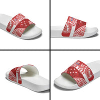 Personalised Toa Samoa Rugby Spirit Slide Sandals Red Samoan Tribal Pattern LT9 - Polynesian Pride
