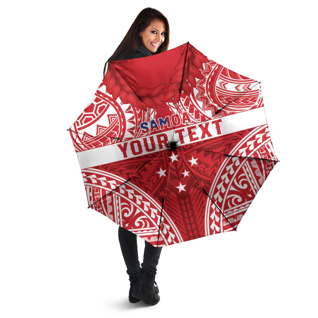 Personalised Toa Samoa Rugby Spirit Umbrella Red Samoan Tribal Pattern LT9 - Polynesian Pride