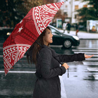 Personalised Toa Samoa Rugby Spirit Umbrella Red Samoan Tribal Pattern LT9 - Polynesian Pride