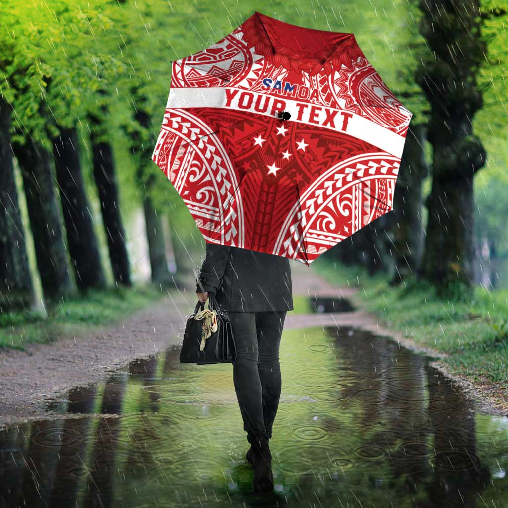 Personalised Toa Samoa Rugby Spirit Umbrella Red Samoan Tribal Pattern LT9 - Polynesian Pride
