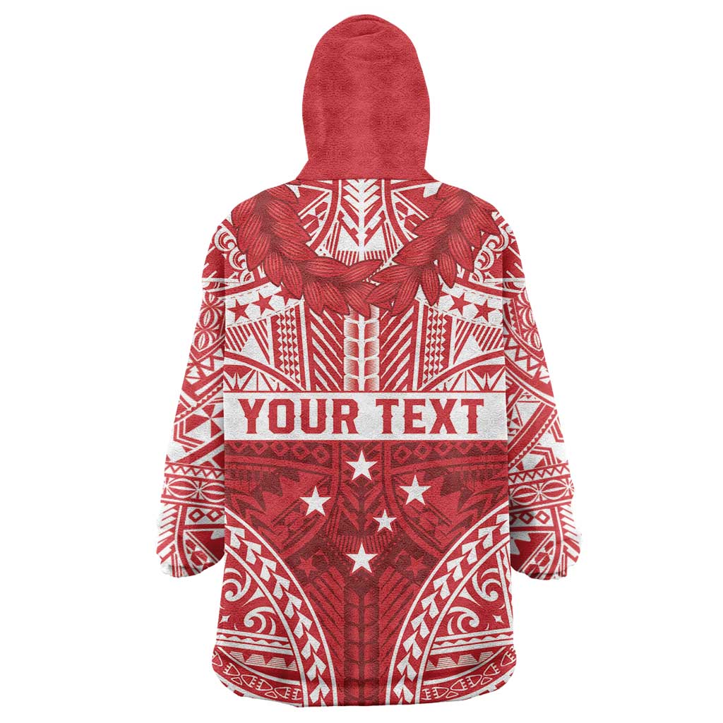 Personalised Toa Samoa Rugby Spirit Wearable Blanket Hoodie Red Samoan Tribal Pattern LT9 - Polynesian Pride