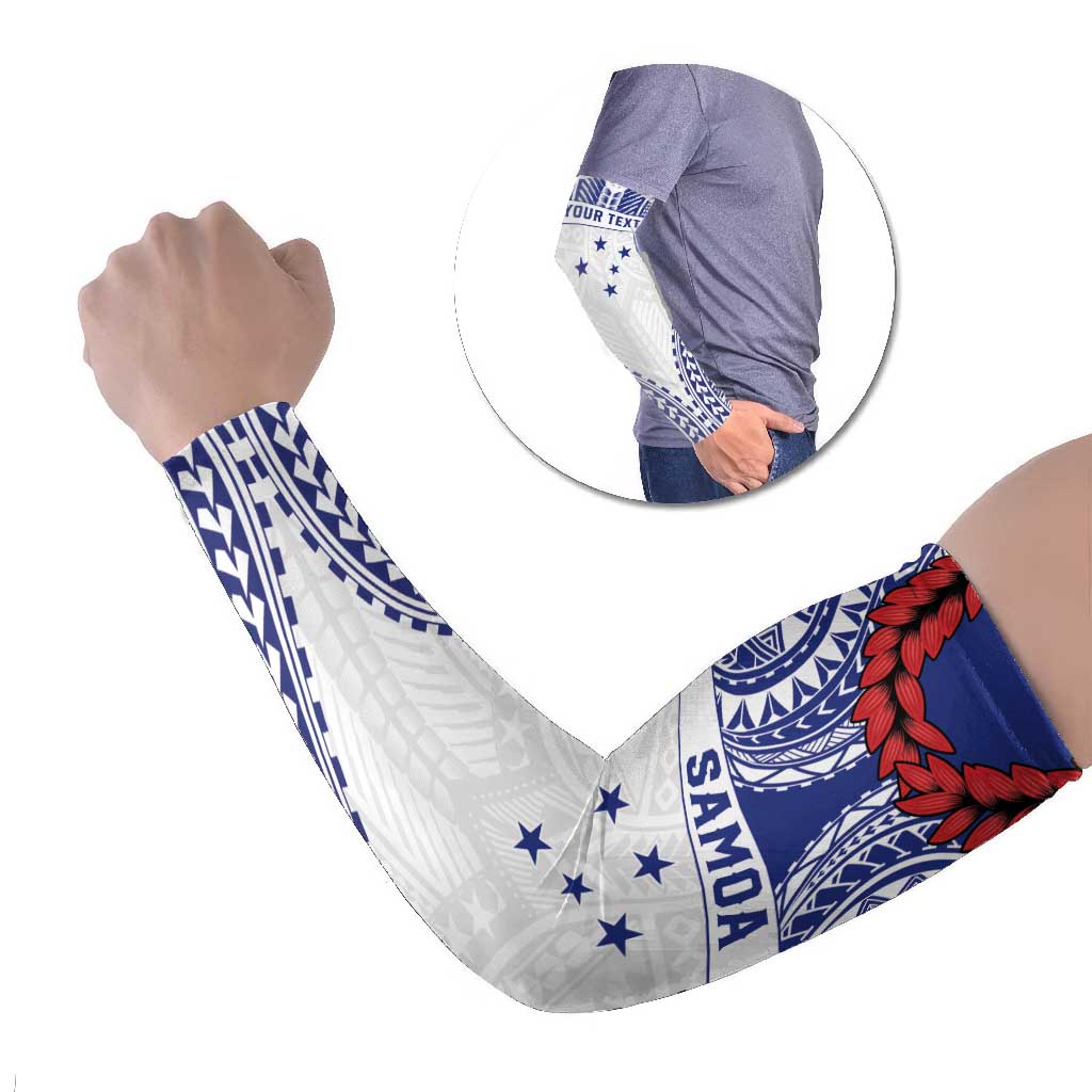 Personalised Toa Samoa Rugby Spirit Arm Sleeves White Samoan Tribal Pattern LT9 Set of 2 White - Polynesian Pride