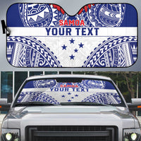 Personalised Toa Samoa Rugby Spirit Auto Sun Shade White Samoan Tribal Pattern LT9 White - Polynesian Pride
