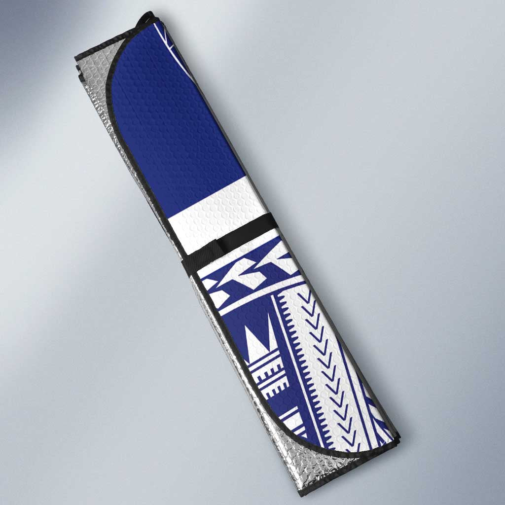 Personalised Toa Samoa Rugby Spirit Auto Sun Shade White Samoan Tribal Pattern LT9 - Polynesian Pride