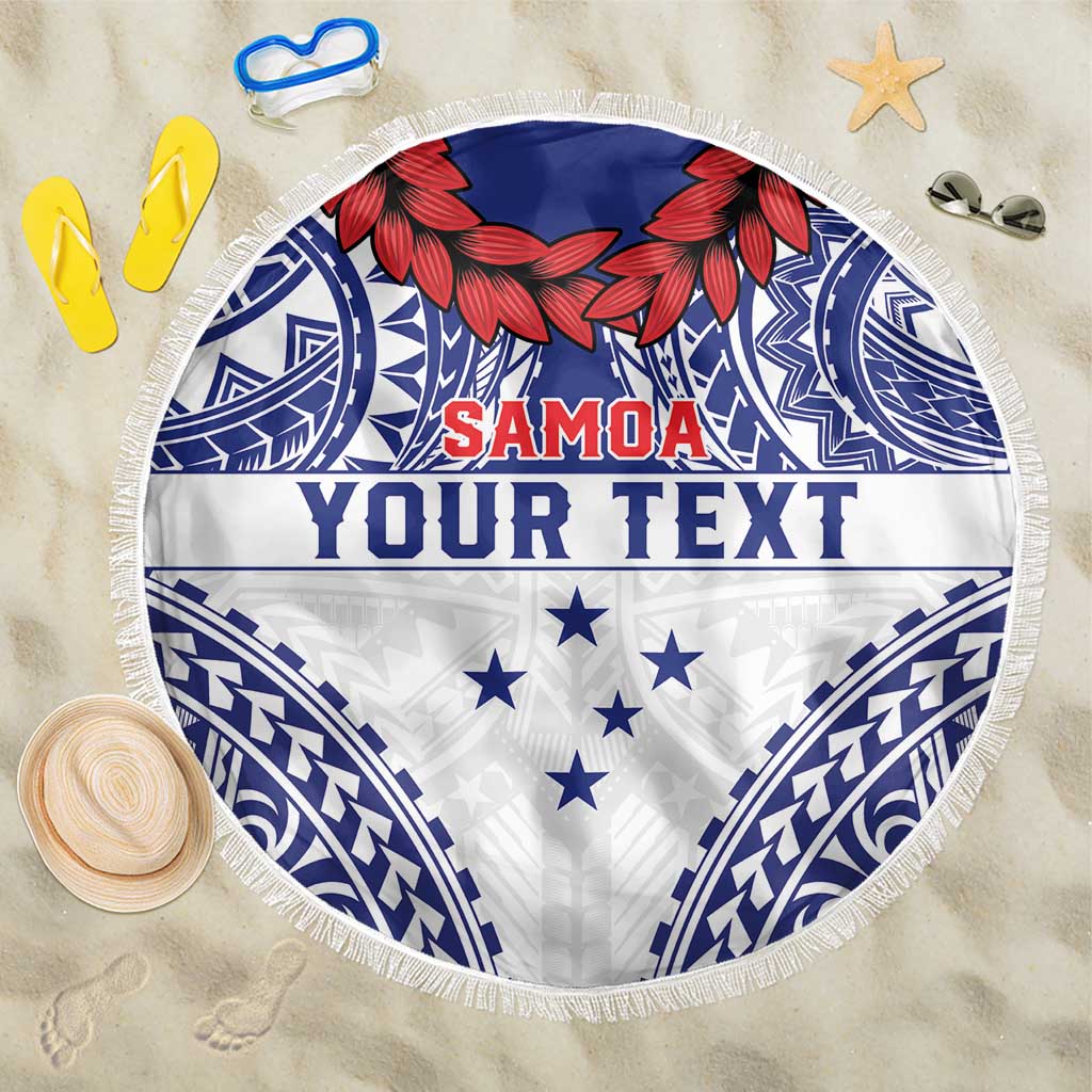 Personalised Toa Samoa Rugby Spirit Beach Blanket White Samoan Tribal Pattern LT9 One Size 150cm White - Polynesian Pride