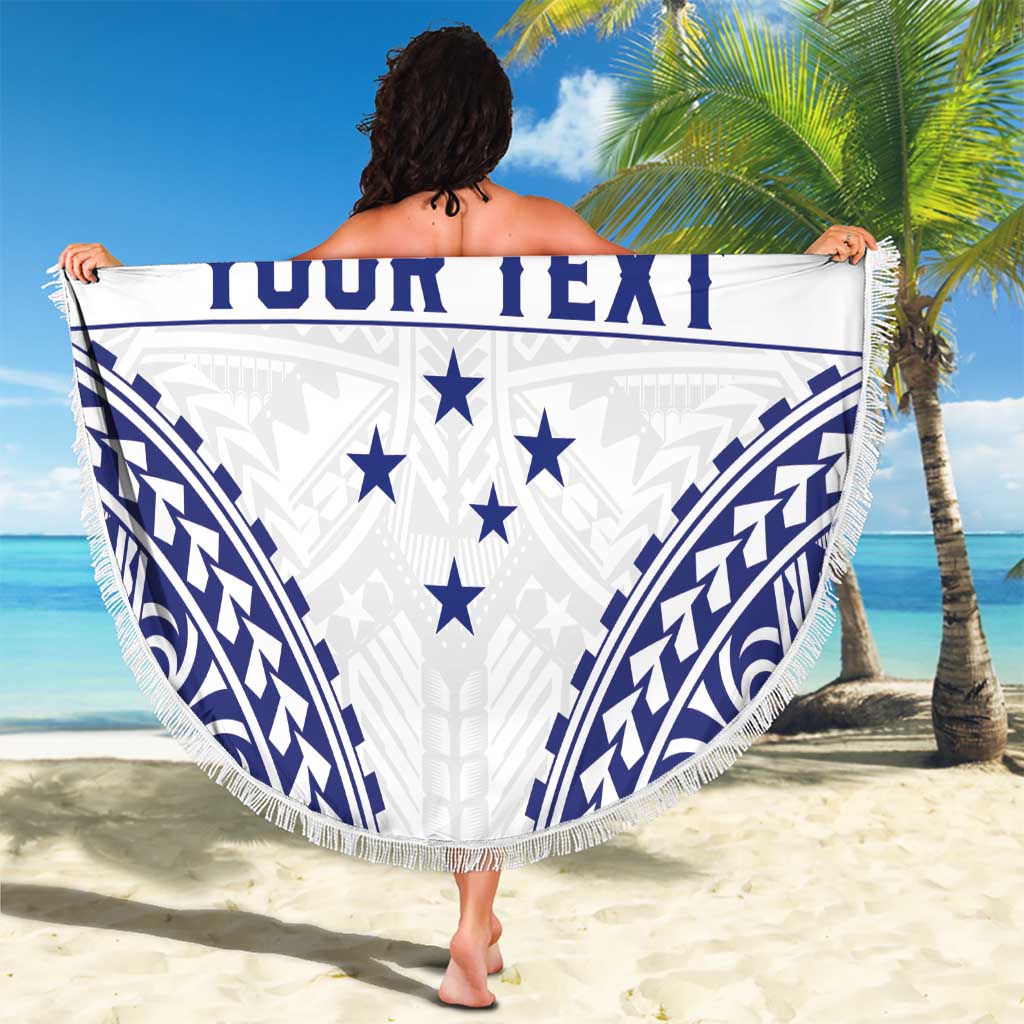 Personalised Toa Samoa Rugby Spirit Beach Blanket White Samoan Tribal Pattern LT9 - Polynesian Pride