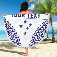 Personalised Toa Samoa Rugby Spirit Beach Blanket White Samoan Tribal Pattern LT9 - Polynesian Pride