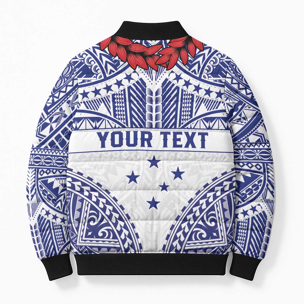 Personalised Toa Samoa Rugby Spirit Bomber Puffer Jacket White Samoan Tribal Pattern LT9 - Polynesian Pride