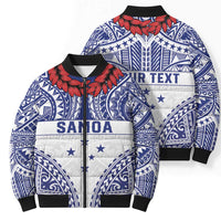 Personalised Toa Samoa Rugby Spirit Bomber Puffer Jacket White Samoan Tribal Pattern LT9 - Polynesian Pride