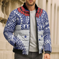 Personalised Toa Samoa Rugby Spirit Bomber Puffer Jacket White Samoan Tribal Pattern LT9 - Polynesian Pride
