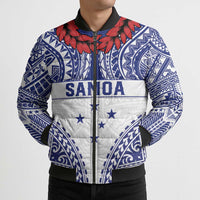 Personalised Toa Samoa Rugby Spirit Bomber Puffer Jacket White Samoan Tribal Pattern LT9 - Polynesian Pride