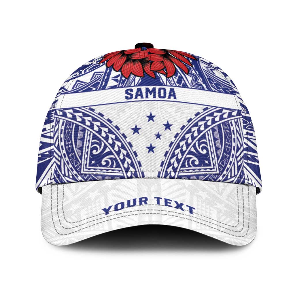 Personalised Toa Samoa Rugby Spirit Classic Cap White Samoan Tribal Pattern LT9 Universal Fit White - Polynesian Pride
