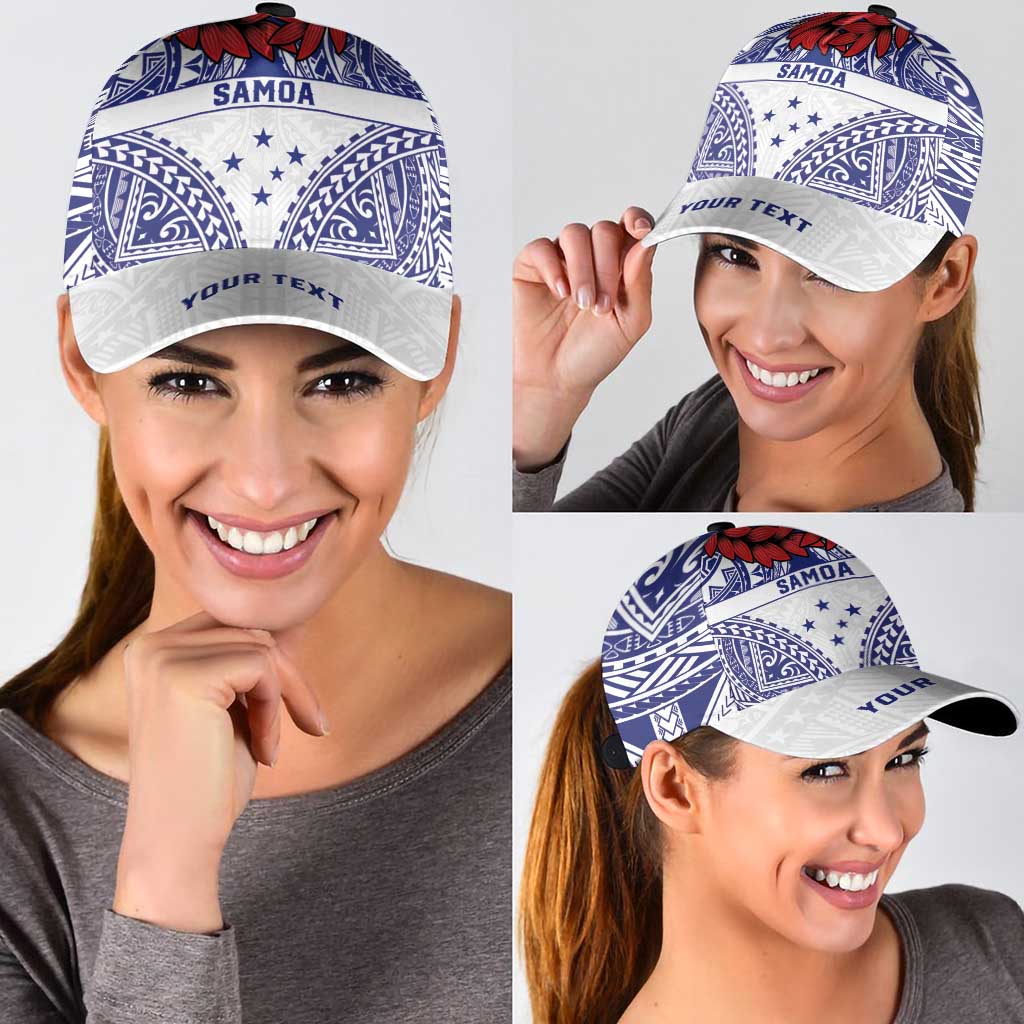 Personalised Toa Samoa Rugby Spirit Classic Cap White Samoan Tribal Pattern LT9 - Polynesian Pride