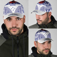 Personalised Toa Samoa Rugby Spirit Classic Cap White Samoan Tribal Pattern LT9 - Polynesian Pride