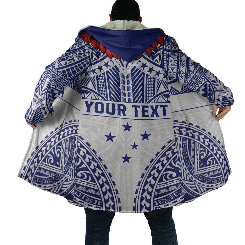 Personalised Toa Samoa Rugby Spirit Cloak White Samoan Tribal Pattern LT9 - Polynesian Pride