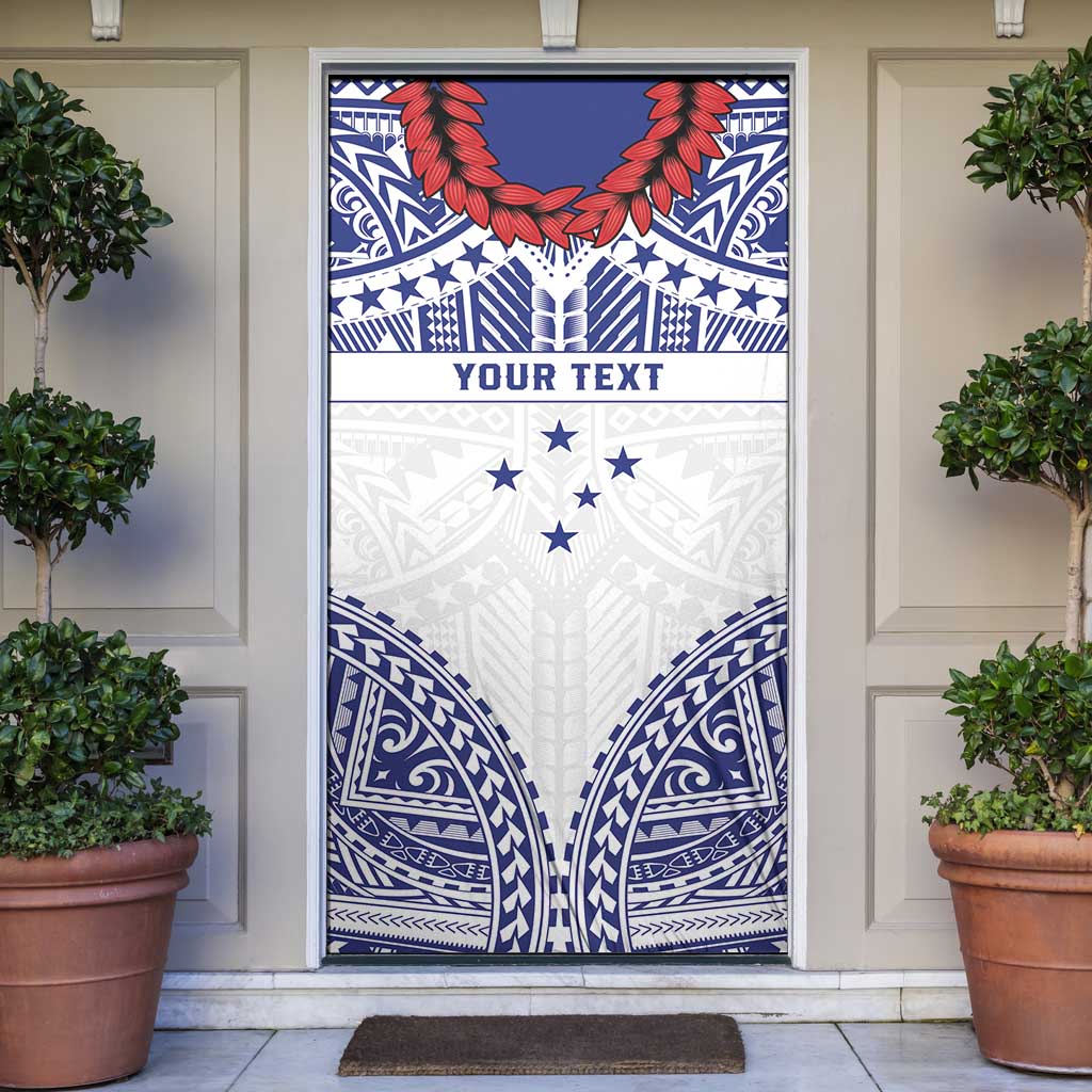 Personalised Toa Samoa Rugby Spirit Door Cover White Samoan Tribal Pattern LT9 White - Polynesian Pride