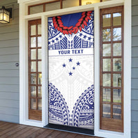 Personalised Toa Samoa Rugby Spirit Door Cover White Samoan Tribal Pattern LT9 - Polynesian Pride