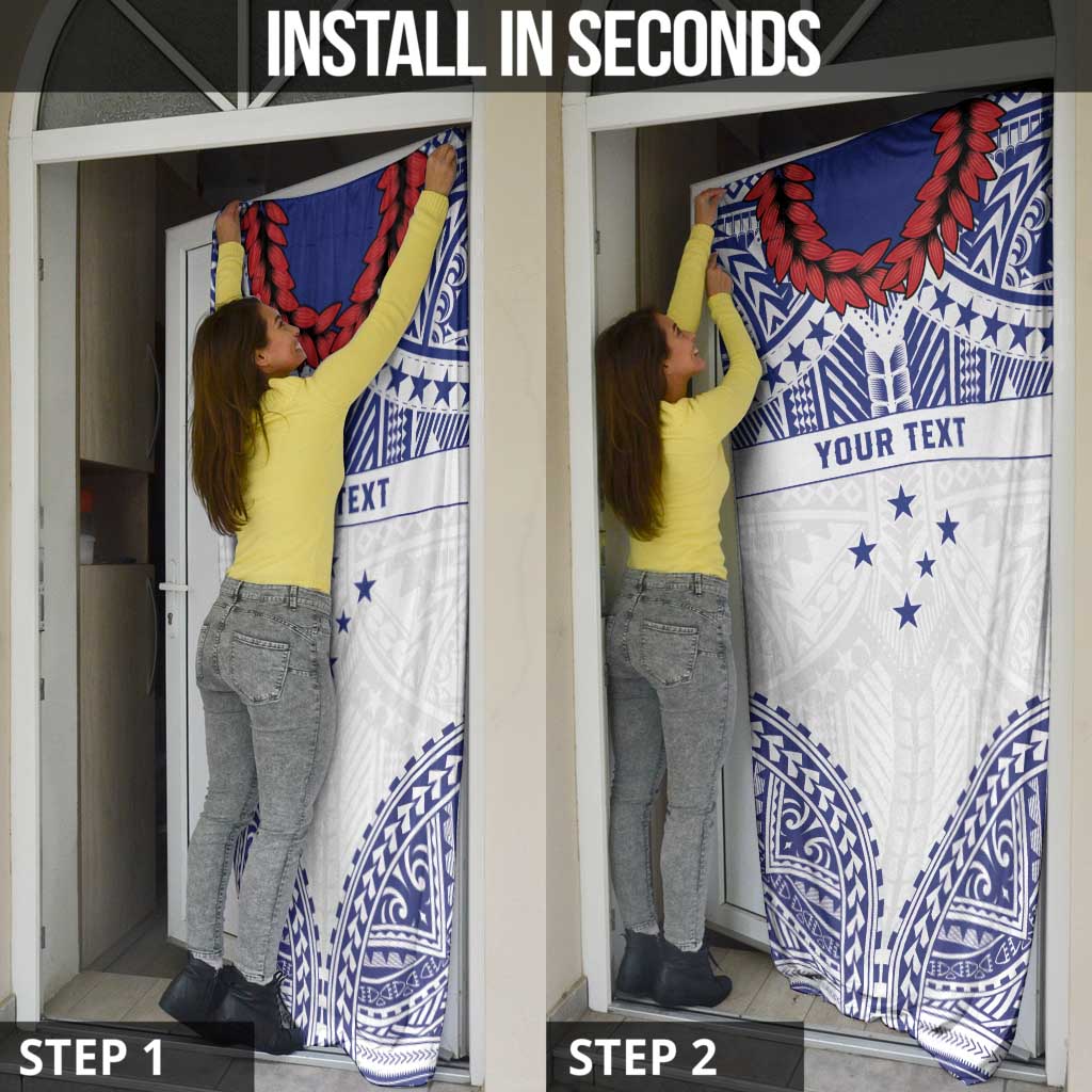 Personalised Toa Samoa Rugby Spirit Door Cover White Samoan Tribal Pattern LT9 - Polynesian Pride