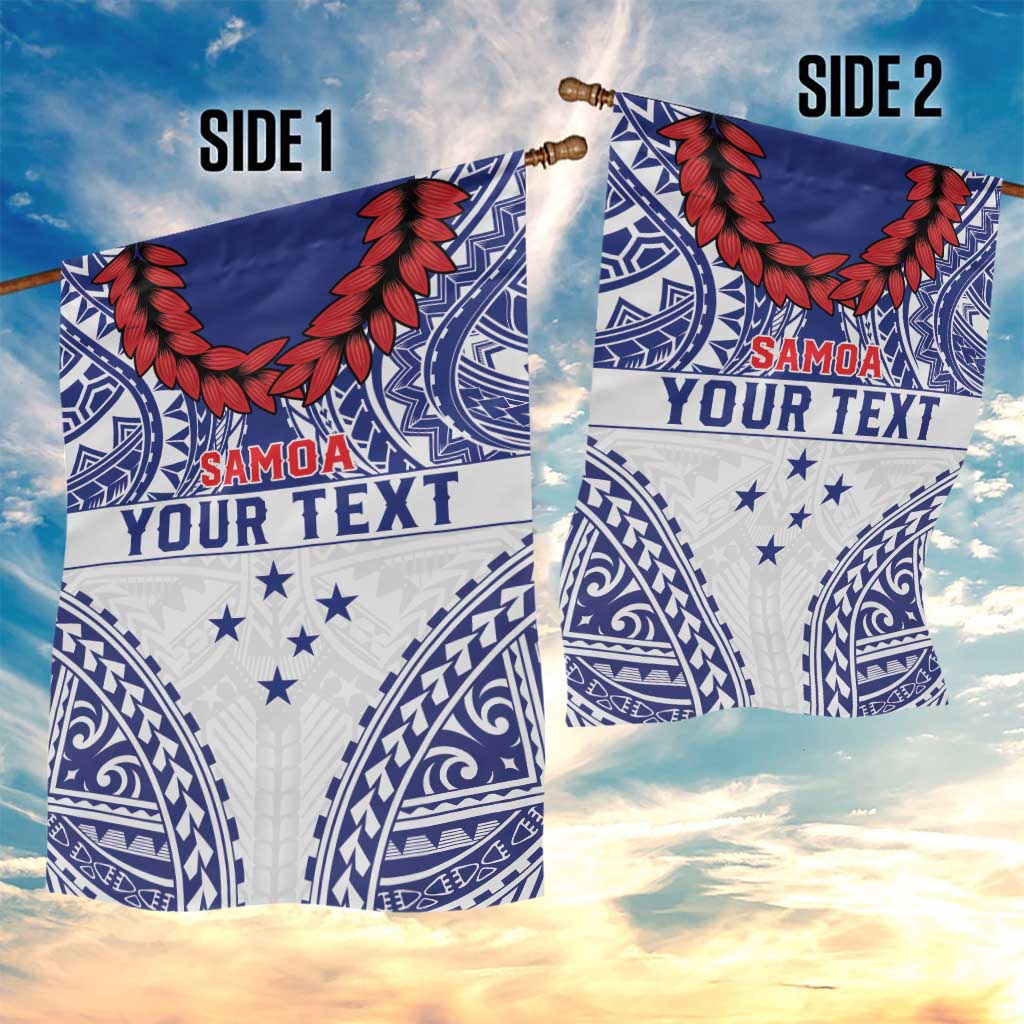 Personalised Toa Samoa Rugby Spirit Garden Flag White Samoan Tribal Pattern LT9 - Polynesian Pride
