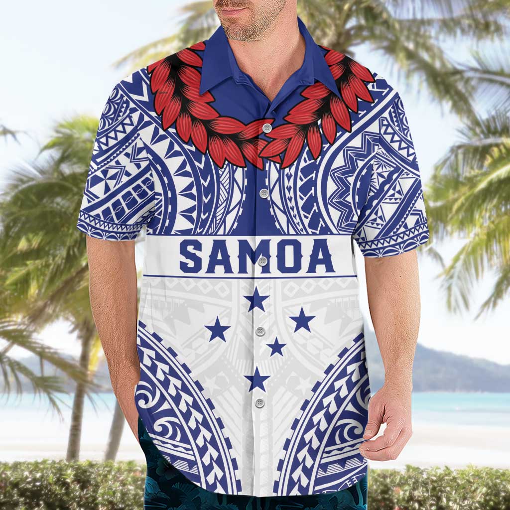 Personalised Toa Samoa Rugby Spirit Hawaiian Shirt White Samoan Tribal Pattern LT9 - Polynesian Pride