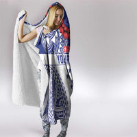 Personalised Toa Samoa Rugby Spirit Hooded Blanket White Samoan Tribal Pattern LT9 - Polynesian Pride