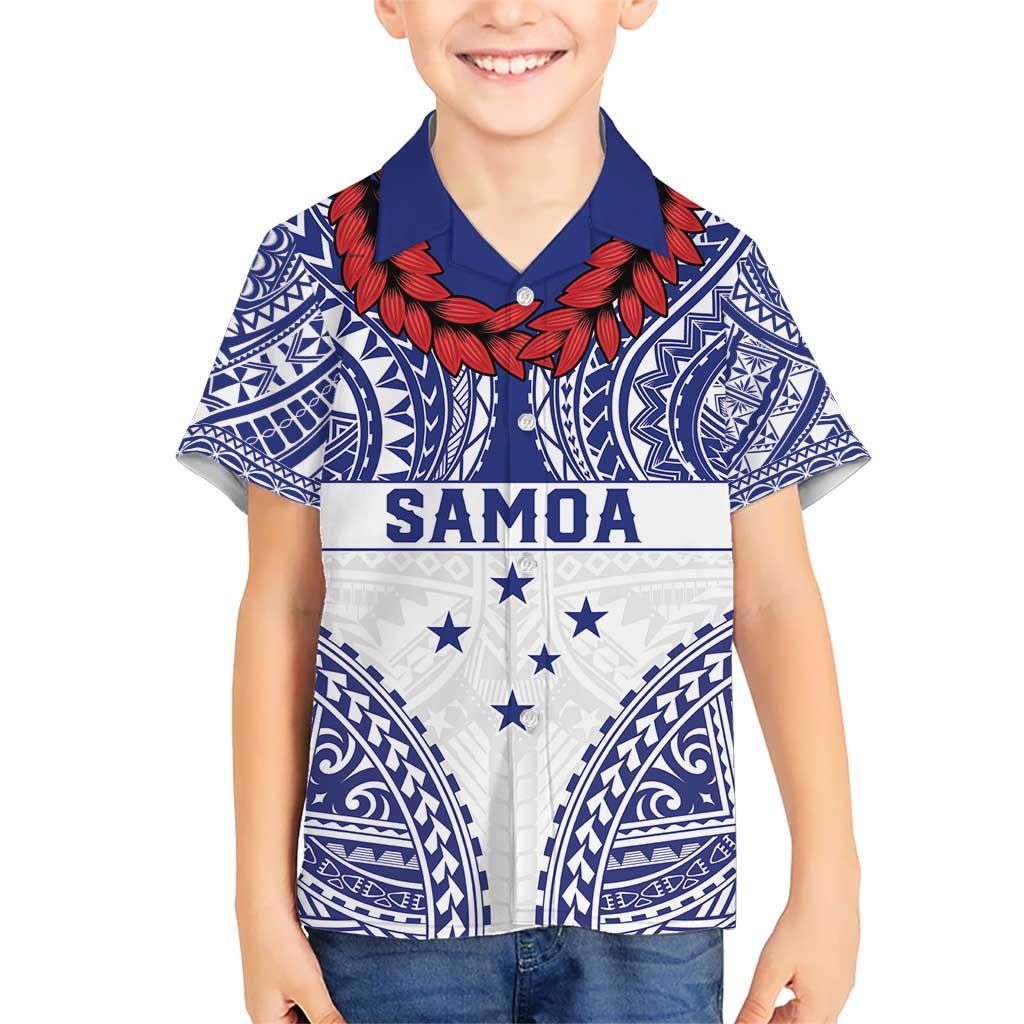 Personalised Toa Samoa Rugby Spirit Kid Hawaiian Shirt White Samoan Tribal Pattern LT9 Kid White - Polynesian Pride
