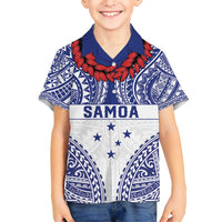Personalised Toa Samoa Rugby Spirit Kid Hawaiian Shirt White Samoan Tribal Pattern LT9 Kid White - Polynesian Pride