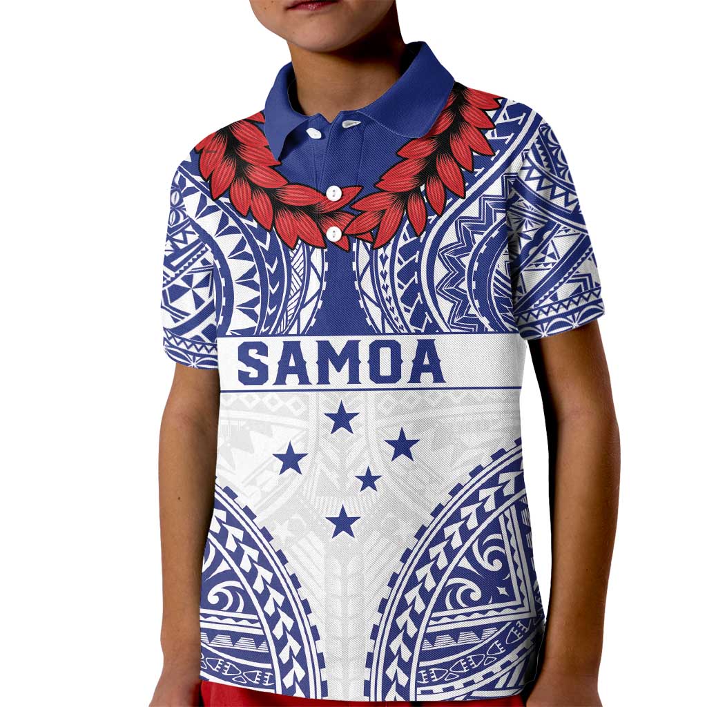 Personalised Toa Samoa Rugby Spirit Kid Polo Shirt White Samoan Tribal Pattern LT9 Kid White - Polynesian Pride