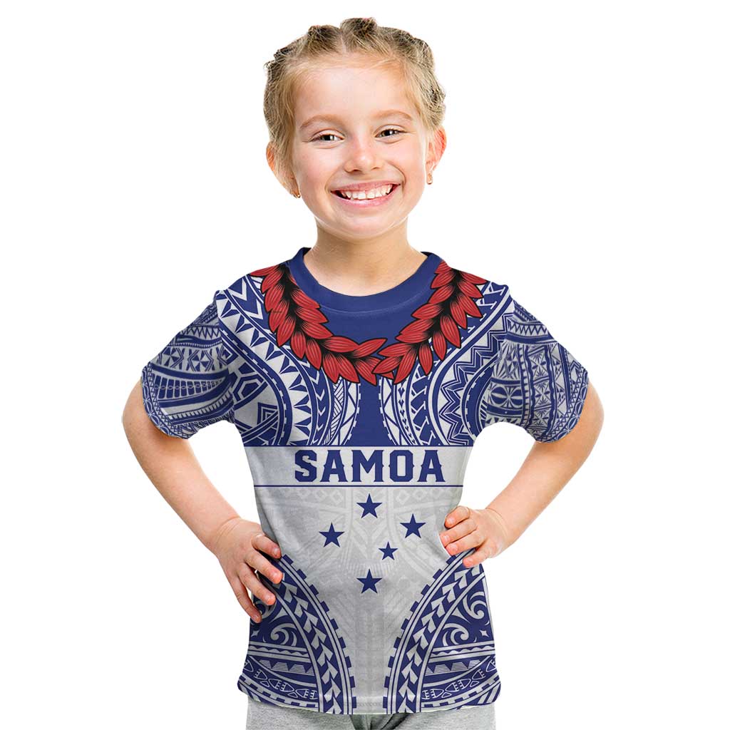 Personalised Toa Samoa Rugby Spirit Kid T Shirt White Samoan Tribal Pattern LT9 White - Polynesian Pride