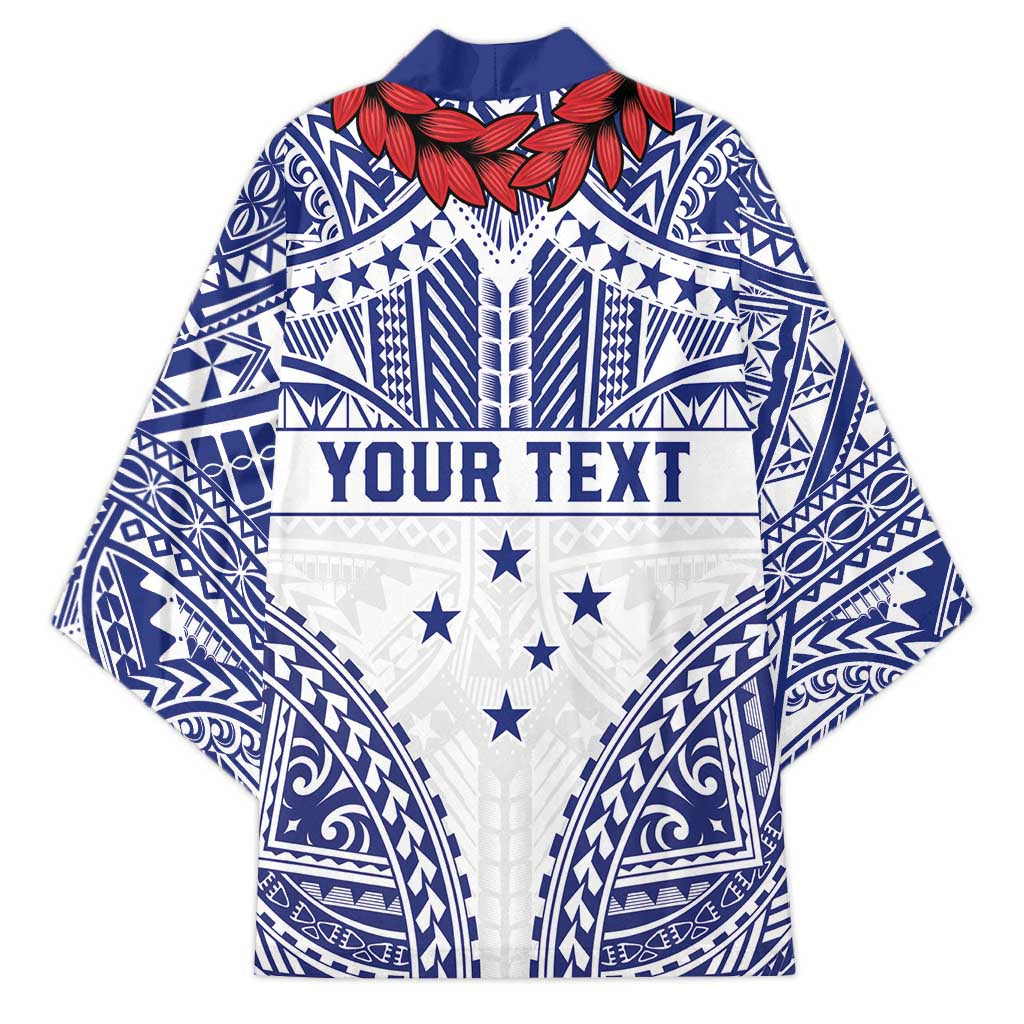 Personalised Toa Samoa Rugby Spirit Kimono White Samoan Tribal Pattern LT9 - Polynesian Pride