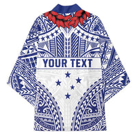Personalised Toa Samoa Rugby Spirit Kimono White Samoan Tribal Pattern LT9 - Polynesian Pride