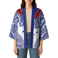 Personalised Toa Samoa Rugby Spirit Kimono White Samoan Tribal Pattern LT9 - Polynesian Pride