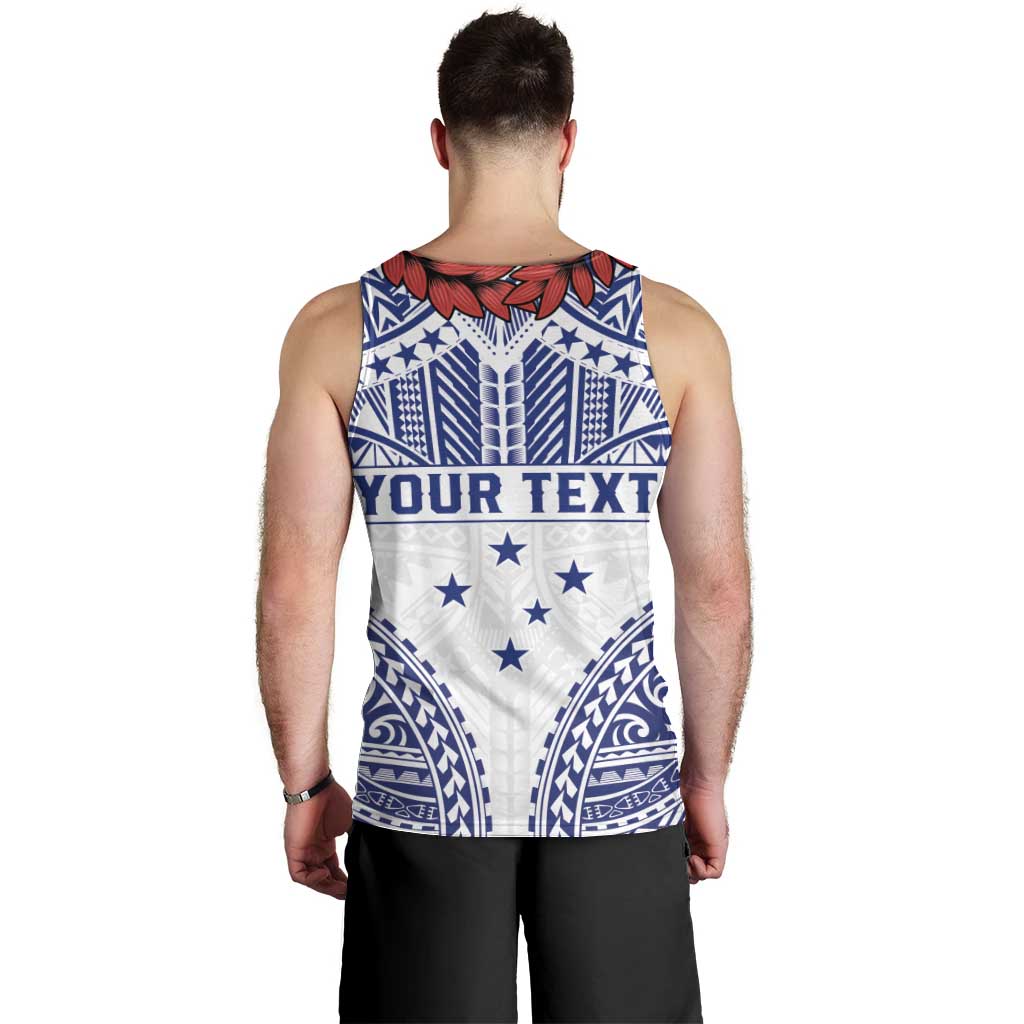 Personalised Toa Samoa Rugby Spirit Men Tank Top White Samoan Tribal Pattern LT9 - Polynesian Pride