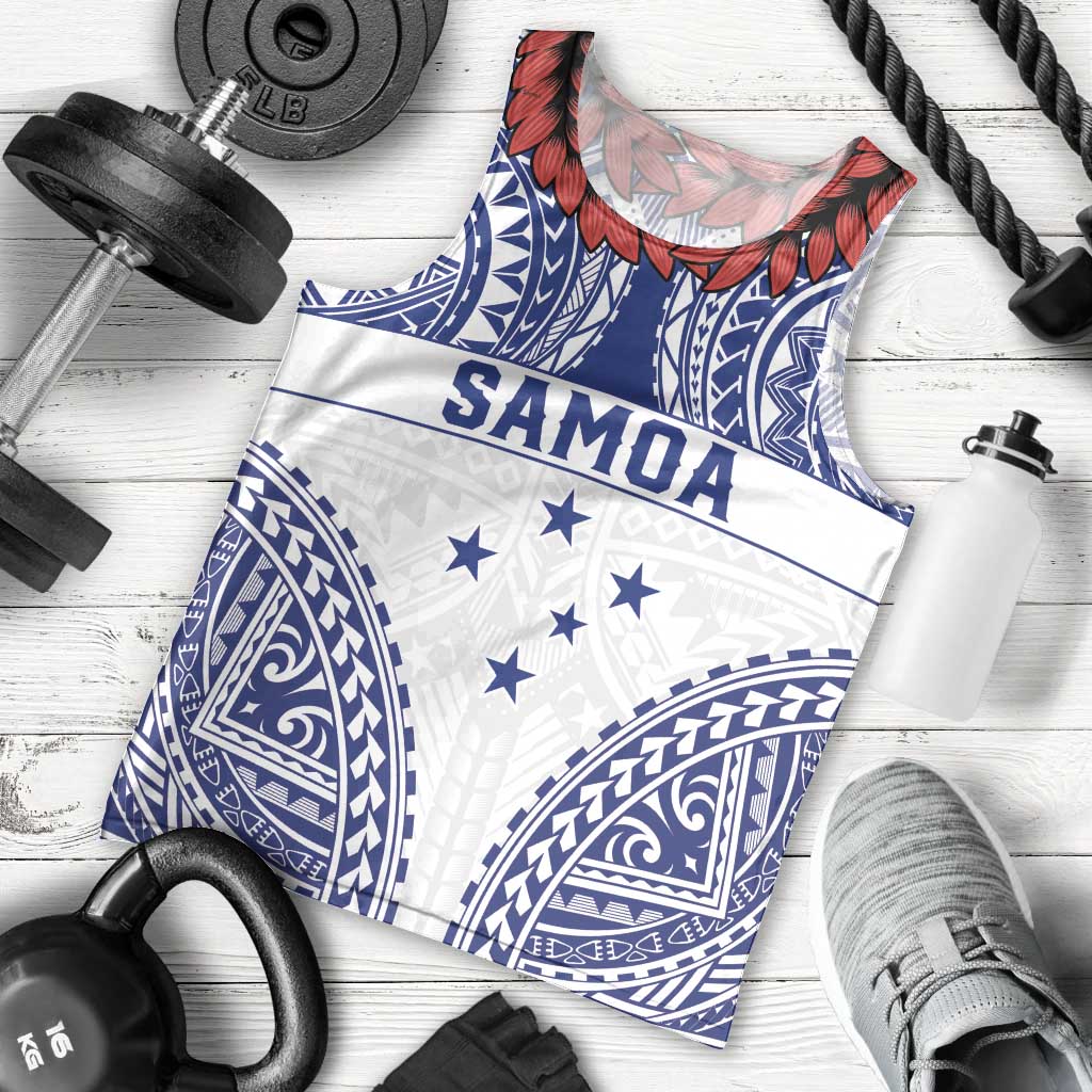 Personalised Toa Samoa Rugby Spirit Men Tank Top White Samoan Tribal Pattern LT9 - Polynesian Pride
