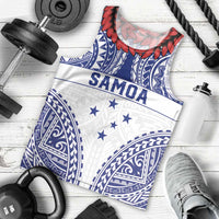 Personalised Toa Samoa Rugby Spirit Men Tank Top White Samoan Tribal Pattern LT9 - Polynesian Pride