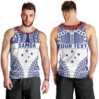 Personalised Toa Samoa Rugby Spirit Men Tank Top White Samoan Tribal Pattern LT9 - Polynesian Pride