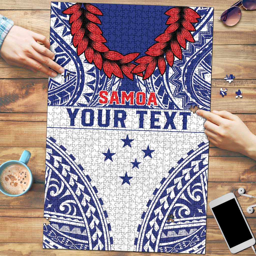 Personalised Toa Samoa Rugby Spirit Puzzle White Samoan Tribal Pattern LT9 White - Polynesian Pride