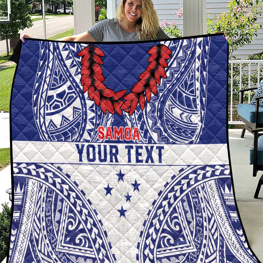 Personalised Toa Samoa Rugby Spirit Quilt White Samoan Tribal Pattern LT9 White - Polynesian Pride